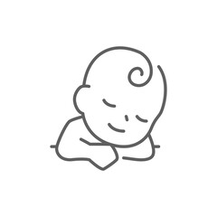 Baby sleep line icon. baby sleeping on the table. Simple outline style. Editable stroke
