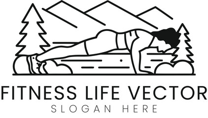 Obraz premium Outdoor Fitness Woman Plank Vector Art yoga calm 