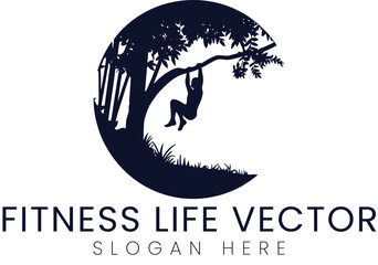Fitness Life Vector Silhouette Design man tree    