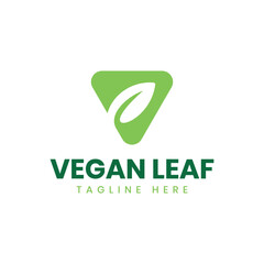 Vegan organic natural letter mark V leaf logo design modern minimal concept eco business 