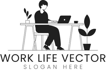 Work Life Balance Vector Illustration pot cup art 