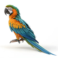 Fototapeta premium A 3D rendered full body macaw with exaggerated bright feathers.