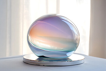Pastel glass ball with elegant mirrored base