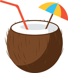 coconut, tropical drink, colorful umbrella, straw, summer vacation, beach party, vibrant colors, refreshing beverage, tropical paradise, holiday mood
