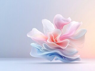 Abstract Pastel Flower Forms Floating in Depth