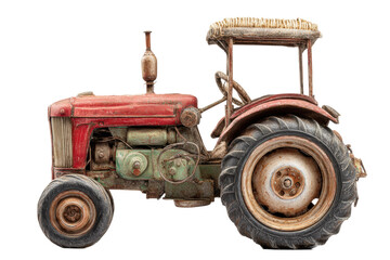 PNG Vintage red tractor with rustic design and large tires on black background