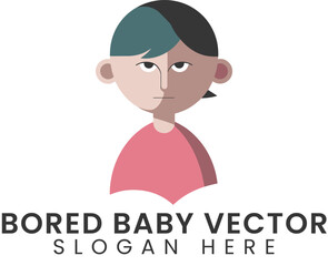 Bored Baby Vector Illustration Design kid art kid 