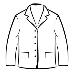 Hand drawn jacket outline on white background. Clothing costumes, Education and school kids coloring page