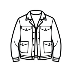Hand drawn jacket outline on white background. Clothing costumes, Education and school kids coloring page