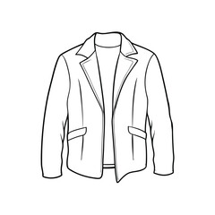 Hand drawn jacket outline on white background. Clothing costumes, Education and school kids coloring page