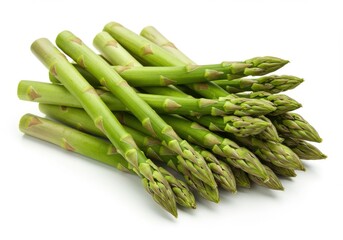 Pile of asparagus stalks isolated on transparent background