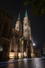 St. Lorenz Church illuminated at night, Nuremberg, Germany