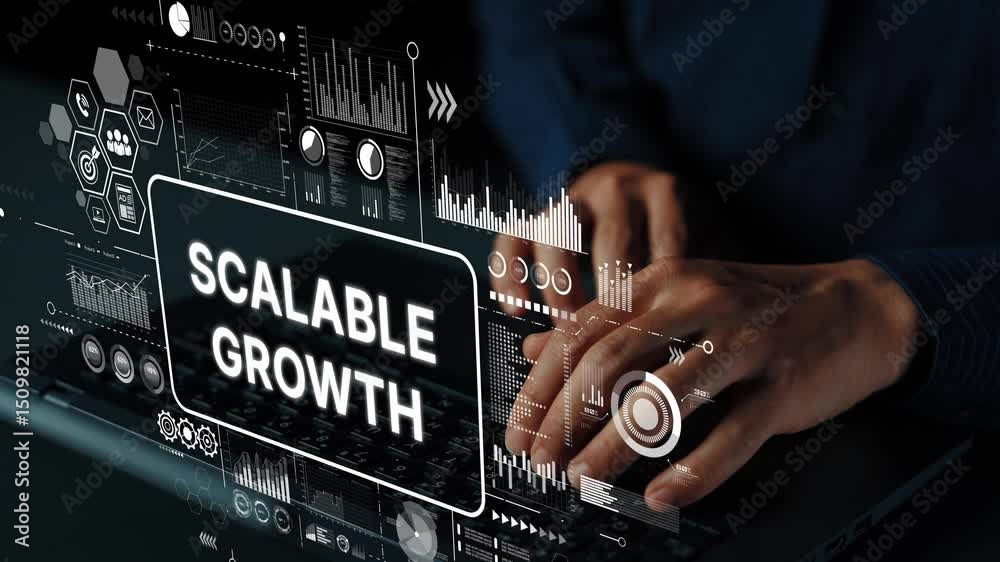 Poster digital transformation and business strategy for scalable growth with modern data visualization tool
