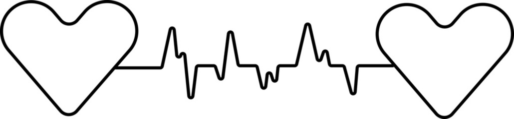 heart bit line with heart icon. Vector silhouettes heart rate monitor waveforms hearts isolated on transparent background. Cardiogram health care symbol use for web and app medical sign