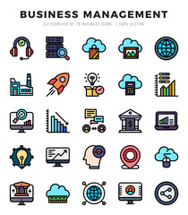 Vector icons set of Business Management. Lineal Color style Icons.