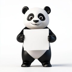 A cartoon panda is holding a white board with a blank space on it