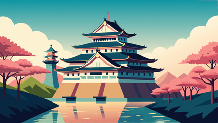 Fototapeta premium Vector illustration of Osaka Castle