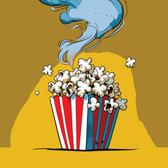 comic style popcorn illustration for graphic design