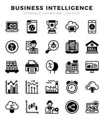 Business Intelligence Icons bundle. Lineal Filled style Icons. Vector illustration.