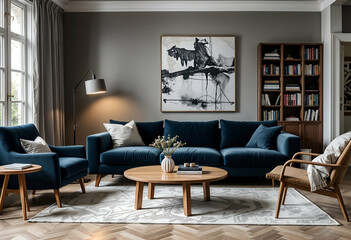 hyper realistic morden living room a interior design a luxury home room a generative ai. 