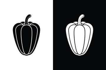 Minimalist Paprika Vector. Simple Icon silhouette on White and Black Background