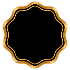 Black round text box with gold frame