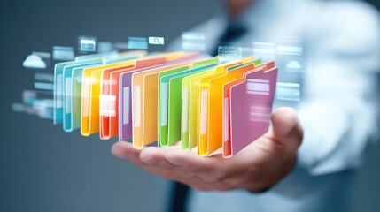 Digital File Management Concept Featuring Colorful Folders