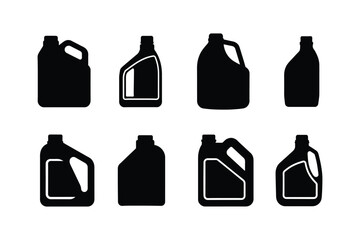 Oil Bottle Silhouette Vector Set | Isolated Black SVG Graphic for Apparel & Printable Use