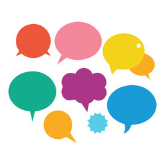 Set of flat colorful bubble speech vector. Banners, price tags, stickers, posters, badges in serial. Isolated on white background. 