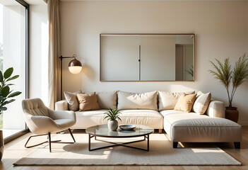 hyper realistic morden living room a interior design a luxury home room a generative ai. 