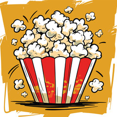 comic style popcorn illustration for graphic design