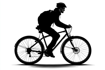 Obraz premium Silhouette of a man riding a bicycle