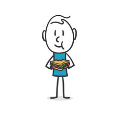 Man Eating Sandwich. a charming stickman enjoying a sandwich.