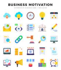 BUSINESS MOTIVATION Flat icons. Vector Flat illustration.