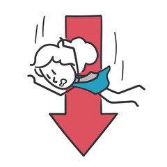 Businesswoman Sliding Down. Concept of of failure, setback, or negative trends in various contexts.