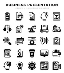 Business Presentation icons set. Collection of simple Lineal Filled web icons.
