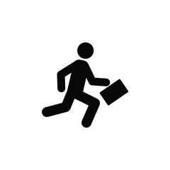 Running figure with briefcase symbolizes urgency and business in modern professional environments