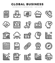 Global Business icons Pack. Lineal icons set. Global Business collection set.