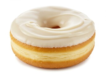 Donut with white frosting isolated on transparent background