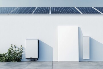A white building with solar panels on the roof