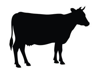 cow silhouette vector illustration. Dairy Cow silhouette icon symbol
