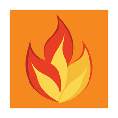 Simple cartoon fire flames design on orange background for emphasizing warmth