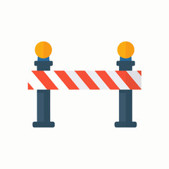 A construction barrier with redwhite stripes two vertical posts and orange lights on top