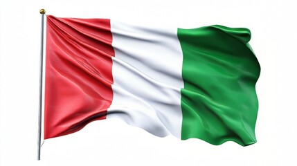 Isolated waving flag on white background with clipping path