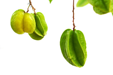 Closeup of four carambola slices
