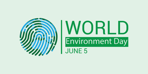 world environment day poster and logo design. finger print globe. abstract vector illustration.