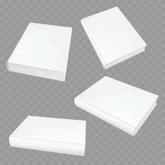 Blank White Book Mockup Hardcover Perspective View Set Vector
