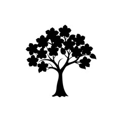 Dogwood silhouette, vector silhouette of a tree on a transparent background