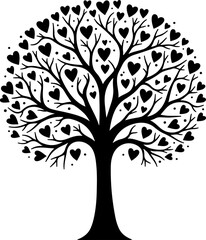 Fototapeta premium Romantic Couple Under Heart Tree Silhouette vector