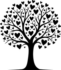 Fototapeta premium Romantic Couple Under Heart Tree Silhouette vector